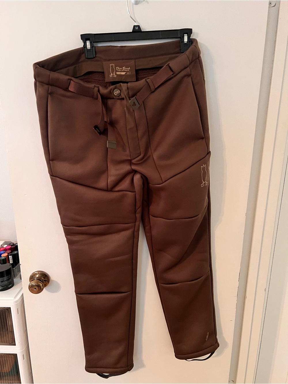 Men's Brown Padded Joggers with Drawcord